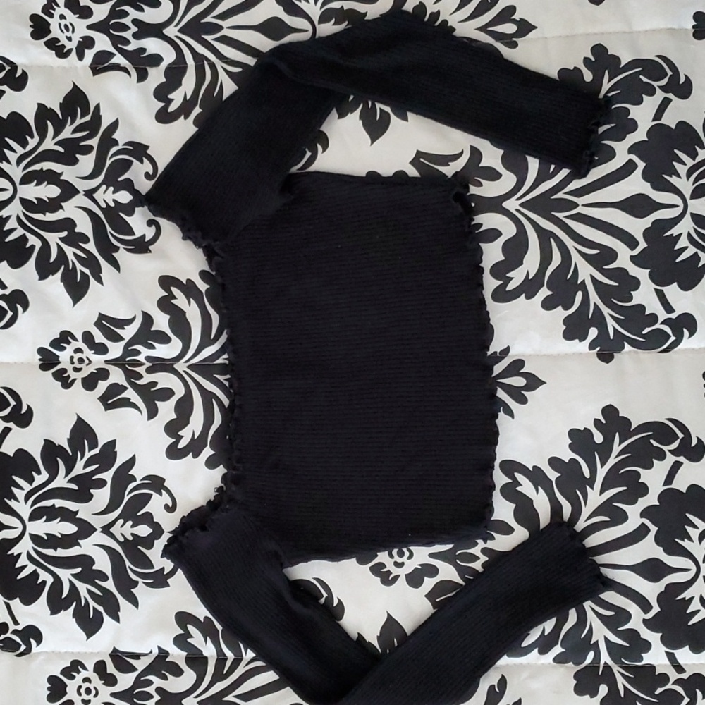 Better Be Black Off Shoulder Ribbed Knit Crop Top